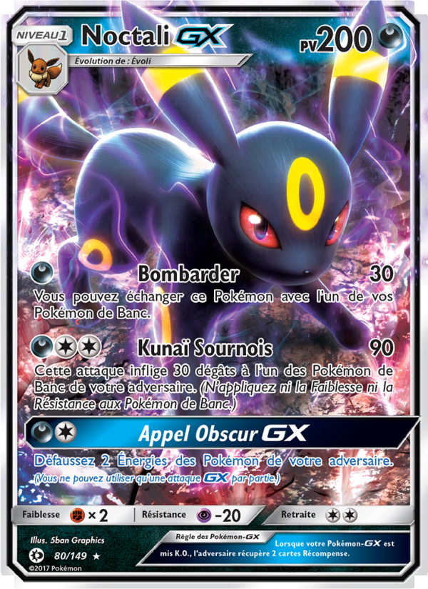 Noctali GX 80 — Soleil et Lune (French Pokémon TCG card)