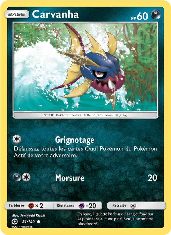 Carvanha 81 — Soleil et Lune (French Pokémon TCG card)