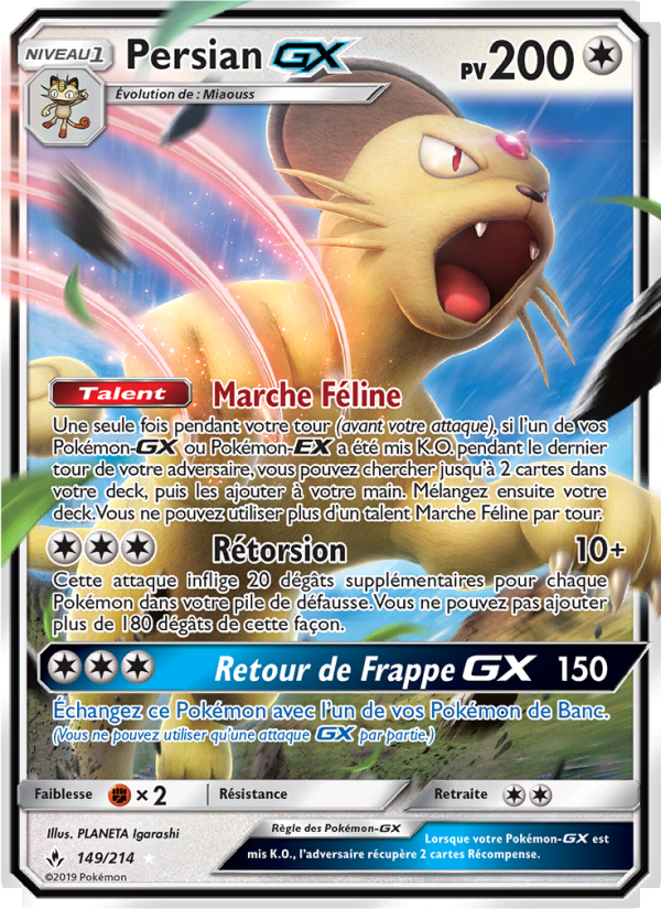 Persian GX 149 — Alliance Infaillible (French Pokémon TCG card)