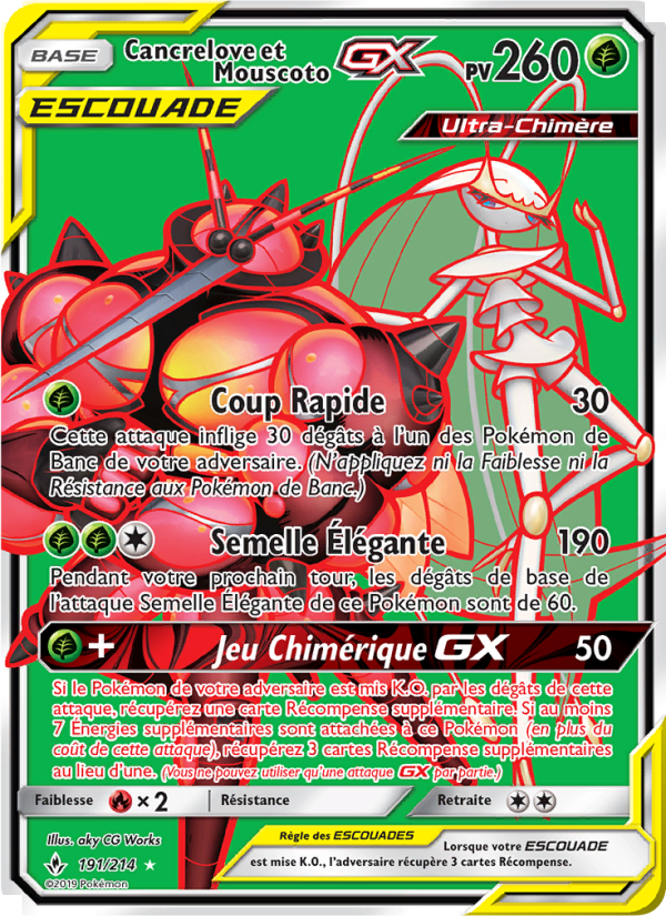 Cancrelove et Mouscoto GX 191 — Alliance Infaillible (French Pokémon TCG card)