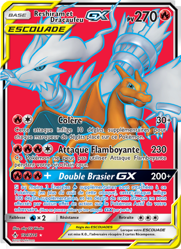 Reshiram et Dracaufeu GX 194 — Alliance Infaillible (French Pokémon TCG card)