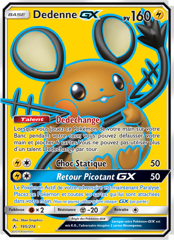 Dedenne GX 195 — Alliance Infaillible (French Pokémon TCG card)