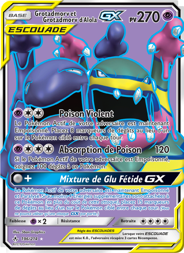 Grotadmorv et Grotadmorv d’Alola GX 196 — Alliance Infaillible (French Pokémon TCG card)