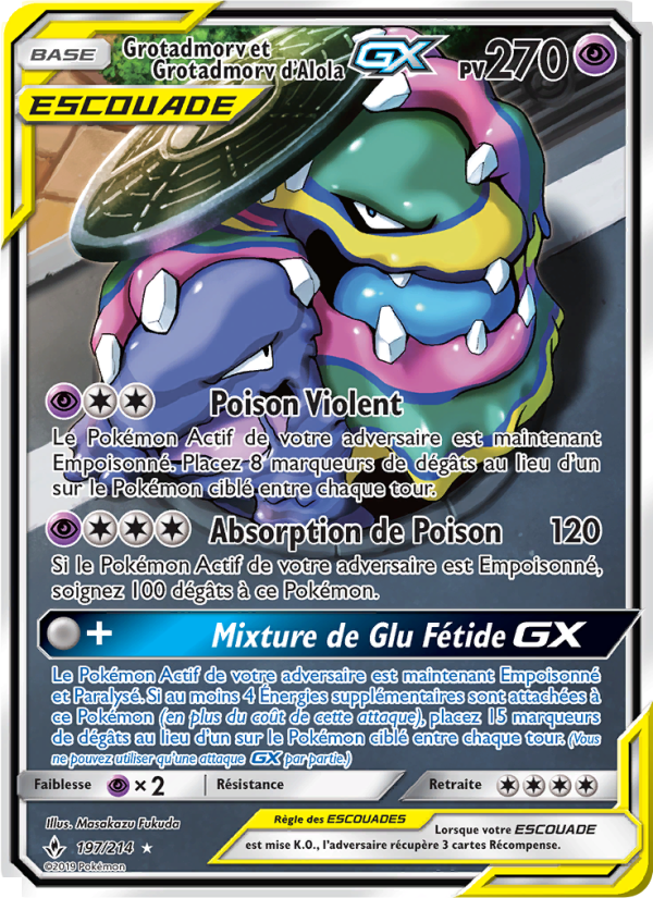Grotadmorv et Grotadmorv d’Alola GX 197 — Alliance Infaillible (French Pokémon TCG card)