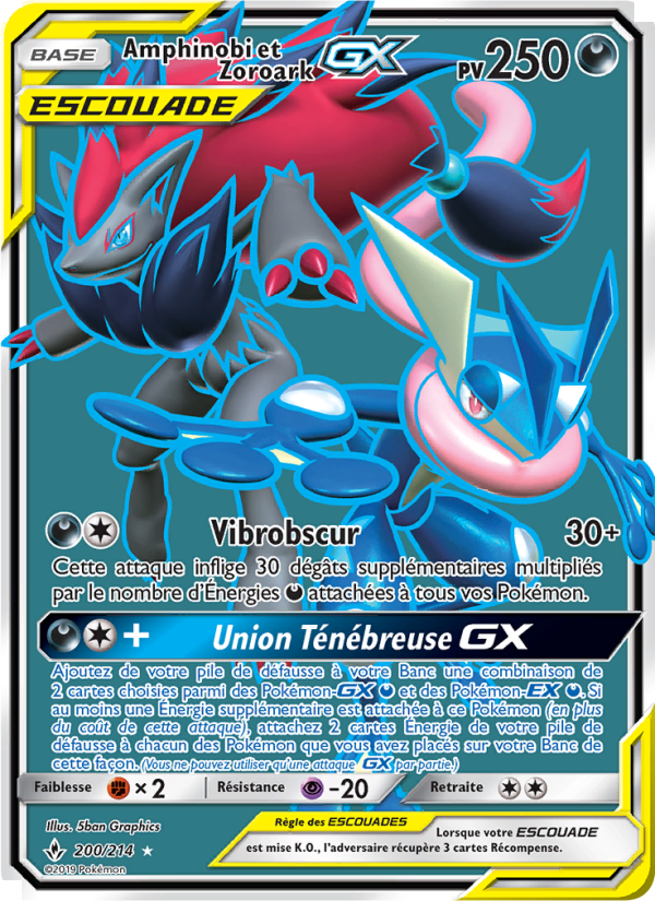 Amphinobi et Zoroark GX 200 — Alliance Infaillible (French Pokémon TCG card)