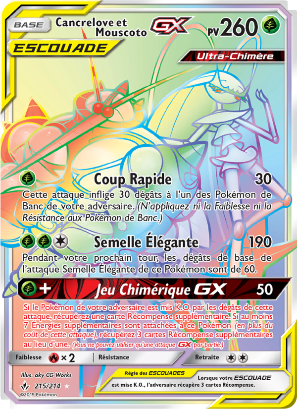 Cancrelove et Mouscoto GX 215 — Alliance Infaillible (French Pokémon TCG card)