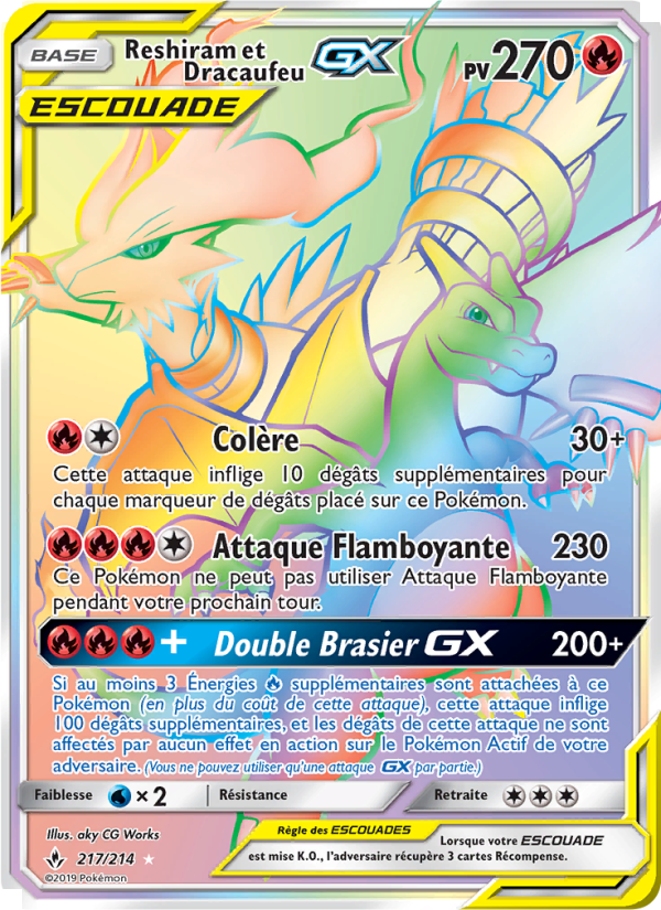 Reshiram et Dracaufeu GX 217 — Alliance Infaillible (French Pokémon TCG card)