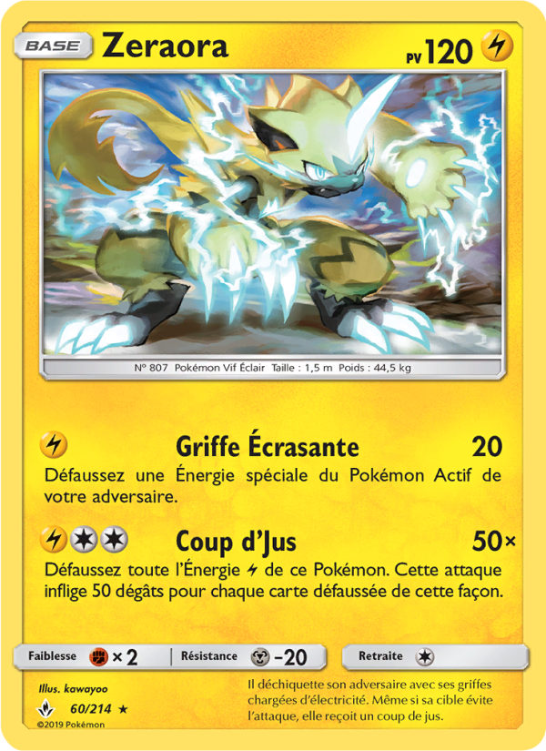 Zeraora 60 — Alliance Infaillible (French Pokémon TCG card)