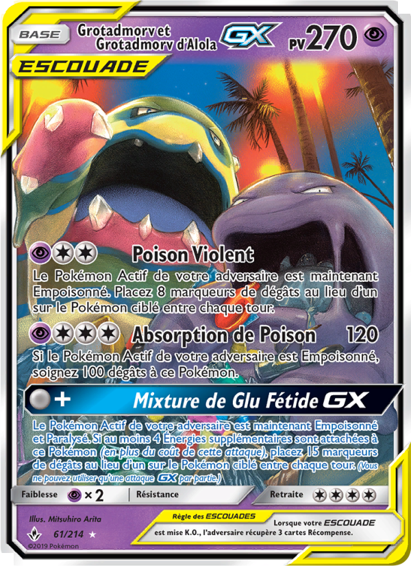 Grotadmorv et Grotadmorv d’Alola GX 61 — Alliance Infaillible (French Pokémon TCG card)