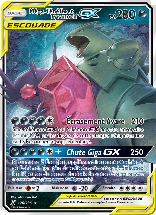 Méga-Ténéfix et Tyranocif GX 126 — Harmonie des Esprits (French Pokémon TCG card)