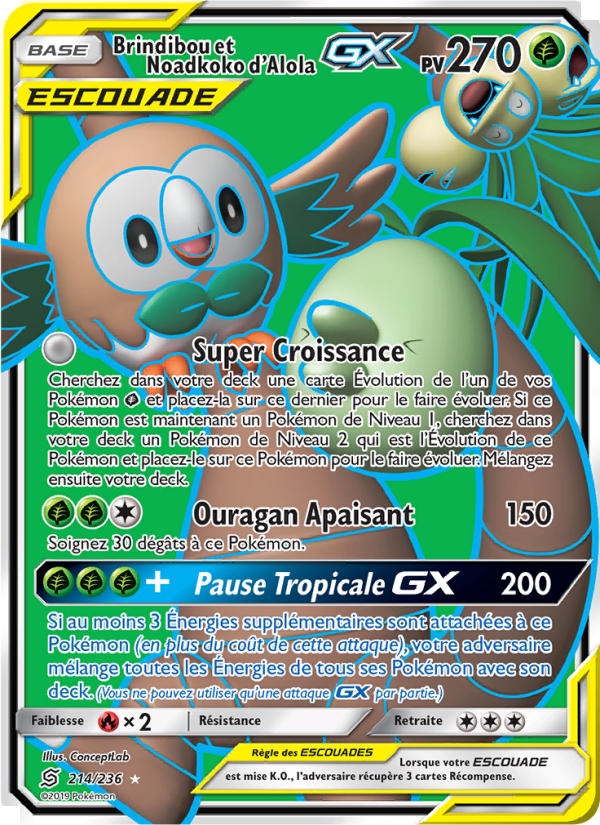 Brindibou et Noadkoko d’Alola GX 214 — Harmonie des Esprits (French Pokémon TCG card)