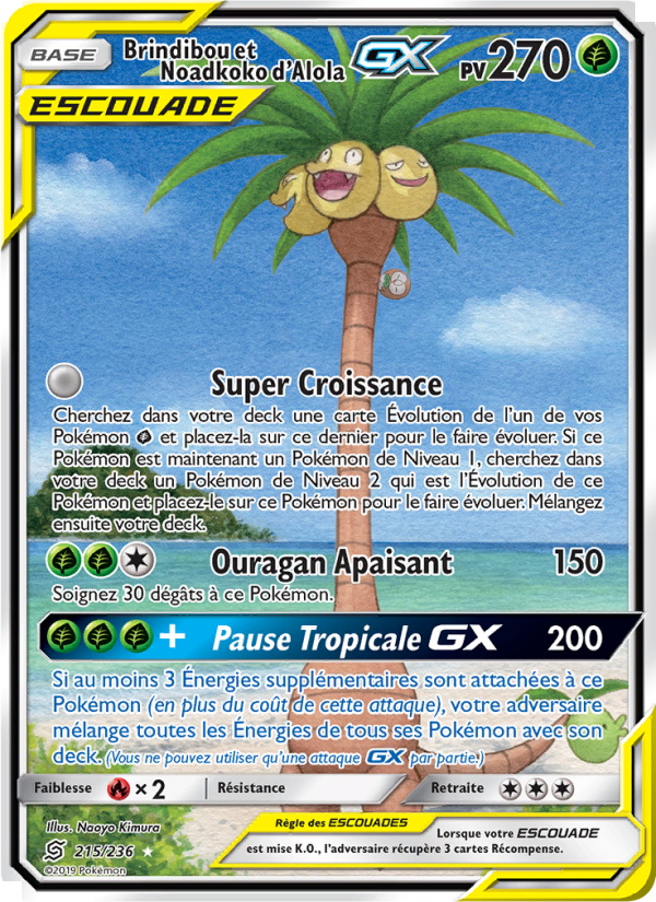 Brindibou et Noadkoko d’Alola GX 215 — Harmonie des Esprits (French Pokémon TCG card)