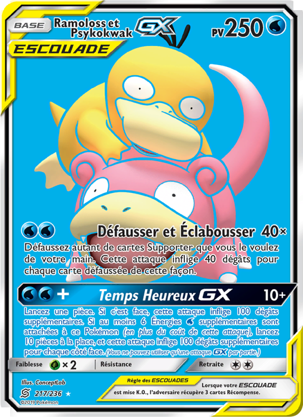 Ramoloss et Psykokwak GX 217 — Harmonie des Esprits (French Pokémon TCG card)