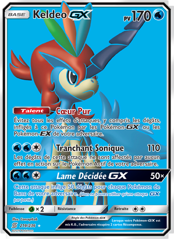 Keldeo GX 219 — Harmonie des Esprits (French Pokémon TCG card)