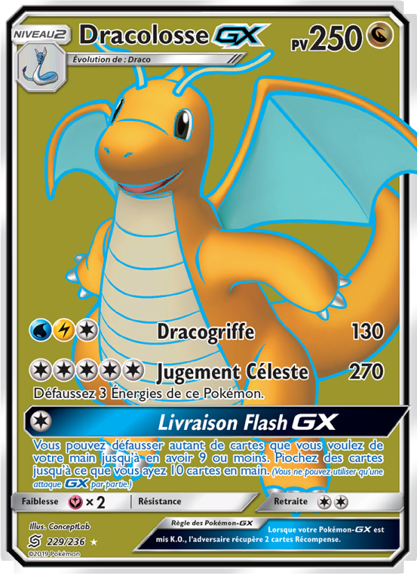 Dracolosse GX 229 — Harmonie des Esprits (French Pokémon TCG card)