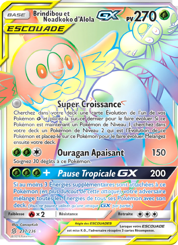Brindibou et Noadkoko d’Alola GX 237 — Harmonie des Esprits (French Pokémon TCG card)