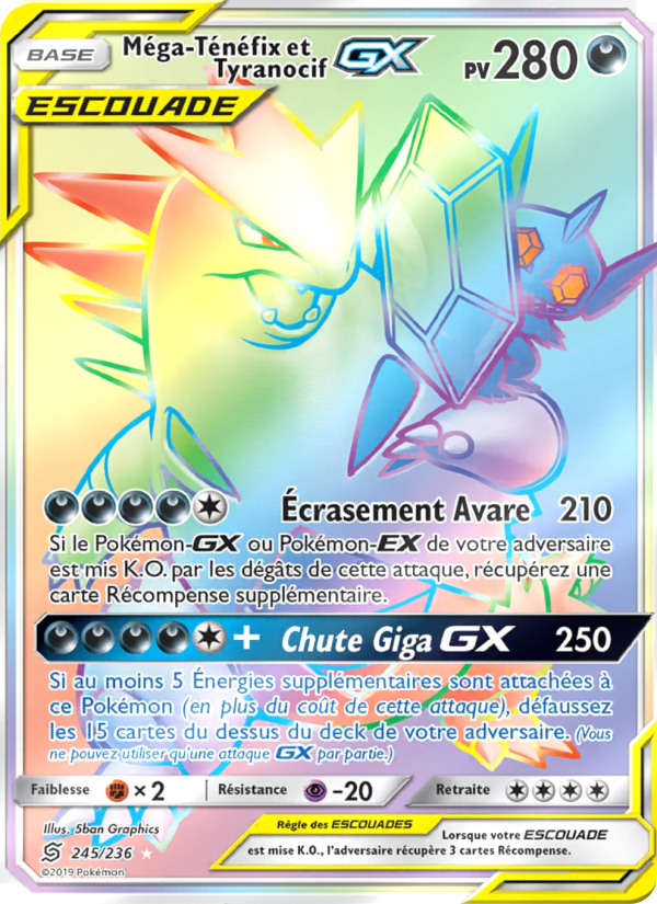 Méga-Ténéfix et Tyranocif GX 245 — Harmonie des Esprits (French Pokémon TCG card)