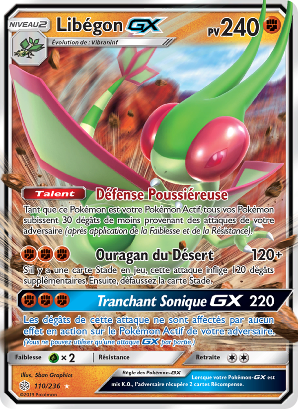 Libégon GX 110 — Éclipse Cosmique (French Pokémon TCG card)