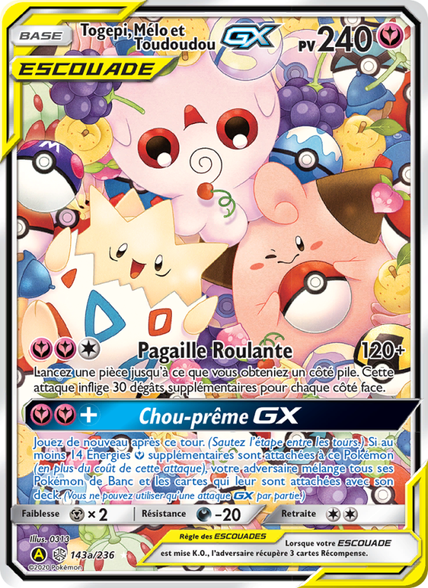 Togepi, Mélo et Toudoudou GX 143 — Éclipse Cosmique (French Pokémon TCG card)