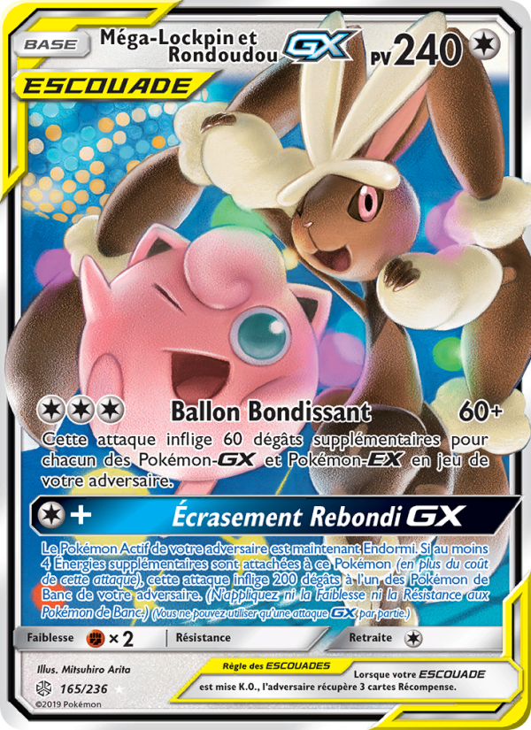 Méga-Lockpin et Rondoudou GX 165 — Éclipse Cosmique (French Pokémon TCG card)