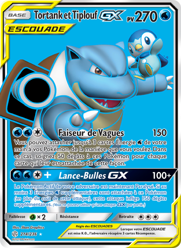 Tortank et Tiplouf GX 214 — Éclipse Cosmique (French Pokémon TCG card)