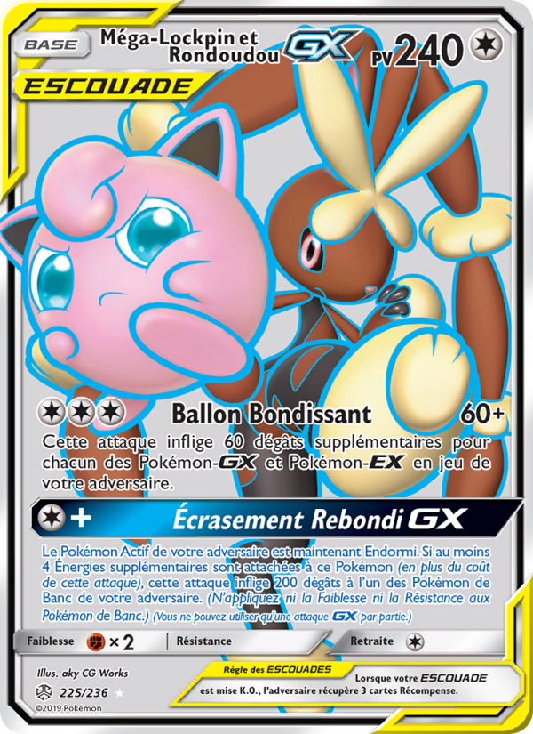 Méga-Lockpin et Rondoudou GX 225 — Éclipse Cosmique (French Pokémon TCG card)