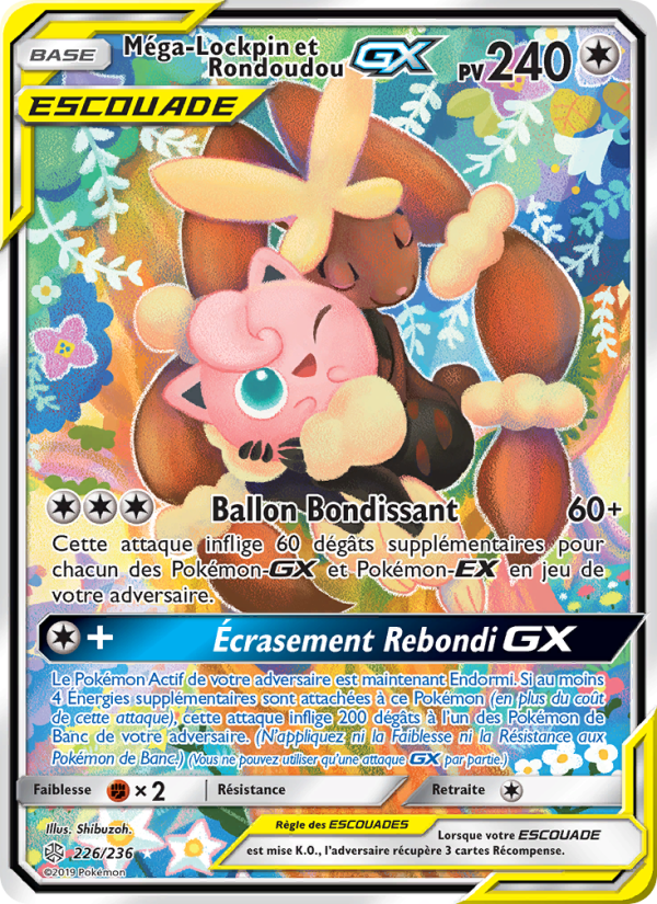 Méga-Lockpin et Rondoudou GX 226 — Éclipse Cosmique (French Pokémon TCG card)