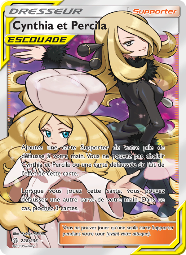 Cynthia et Percila 228 — Éclipse Cosmique (French Pokémon TCG card)