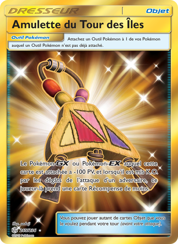Amulette du Tour des Îles 265 — Éclipse Cosmique (French Pokémon TCG card)