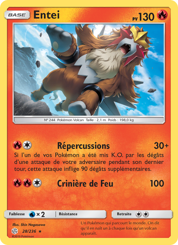 Entei 28 — Éclipse Cosmique (French Pokémon TCG card)