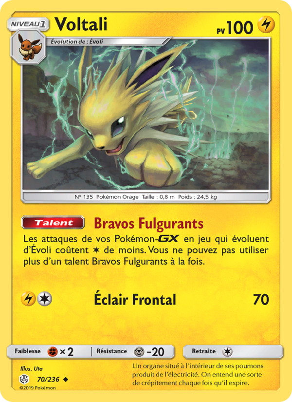 Voltali 70 — Éclipse Cosmique (French Pokémon TCG card)