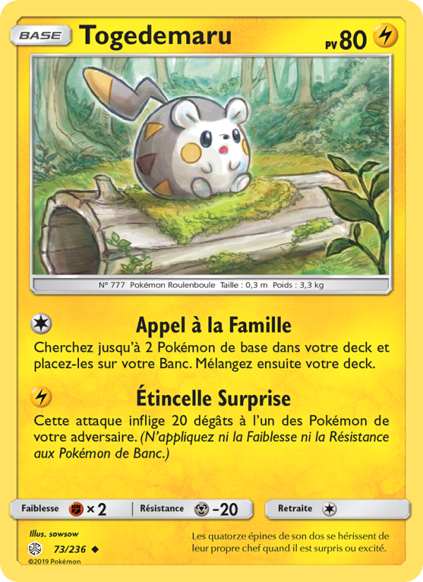 Togedemaru 73 — Éclipse Cosmique (French Pokémon TCG card)