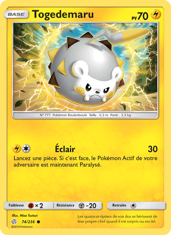 Togedemaru 74 — Éclipse Cosmique (French Pokémon TCG card)