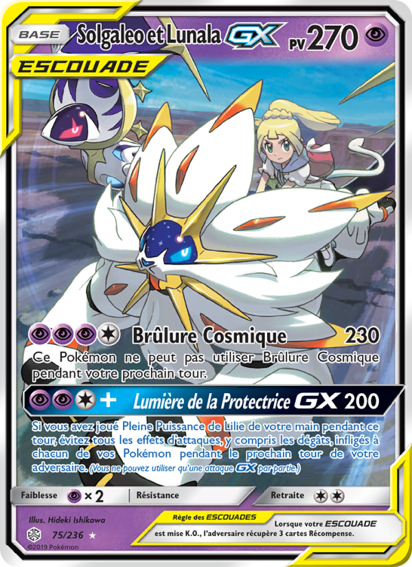 Solgaleo et Lunala GX 75 — Éclipse Cosmique (French Pokémon TCG card)