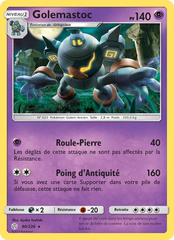 Golemastoc 90 — Éclipse Cosmique (French Pokémon TCG card)