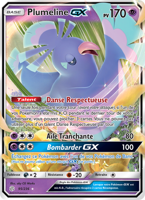 Plumeline GX 95 — Éclipse Cosmique (French Pokémon TCG card)