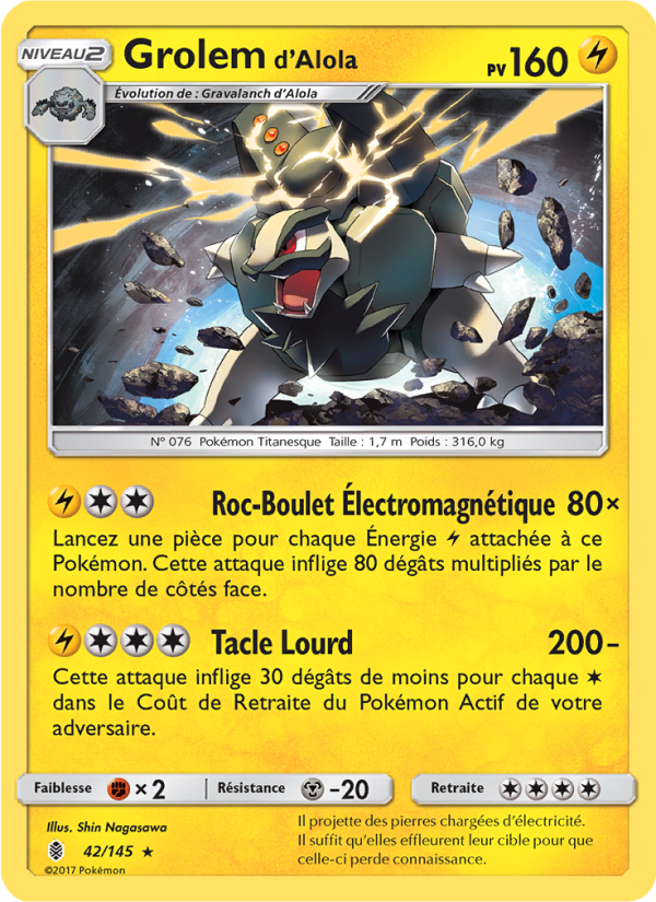 Grolem d’Alola 42 — Gardiens Ascendants (French Pokémon TCG card)