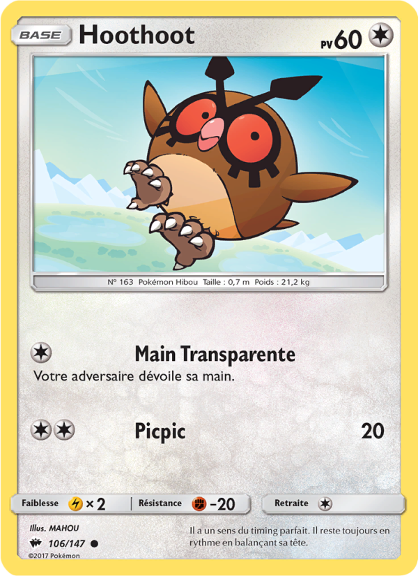 Hoothoot 106 — Ombres Ardentes (French Pokémon TCG card)