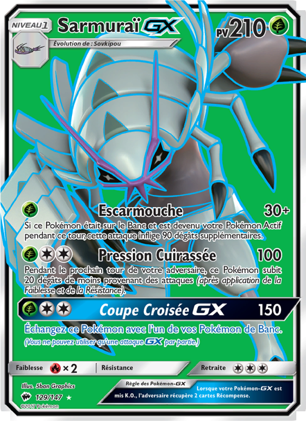 Sarmuraï GX 129 — Ombres Ardentes (French Pokémon TCG card)