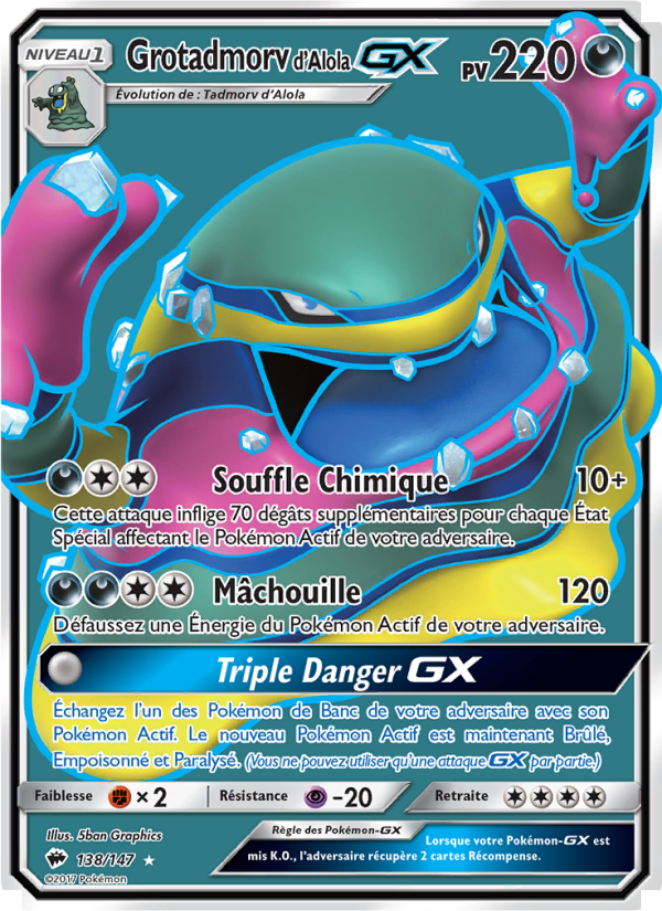 Grotadmorv d’Alola GX 138 — Ombres Ardentes (French Pokémon TCG card)