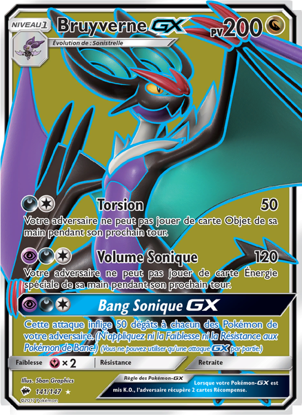 Bruyverne GX 141 — Ombres Ardentes (French Pokémon TCG card)