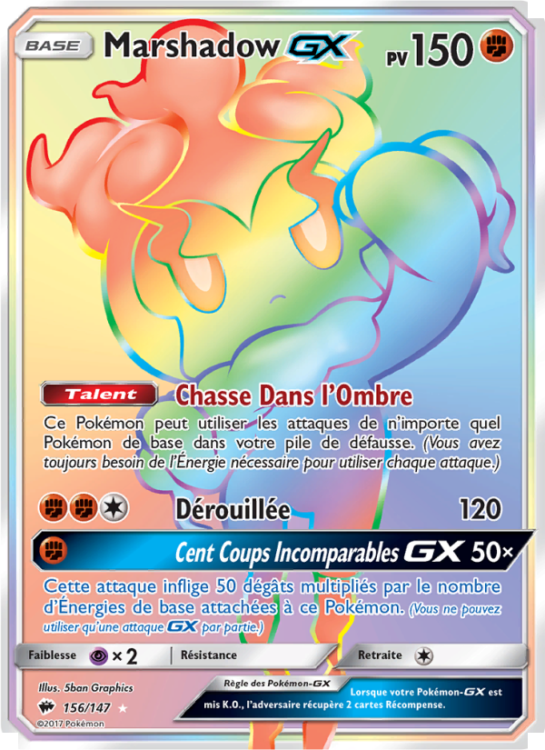 Marshadow GX 156 — Ombres Ardentes (French Pokémon TCG card)