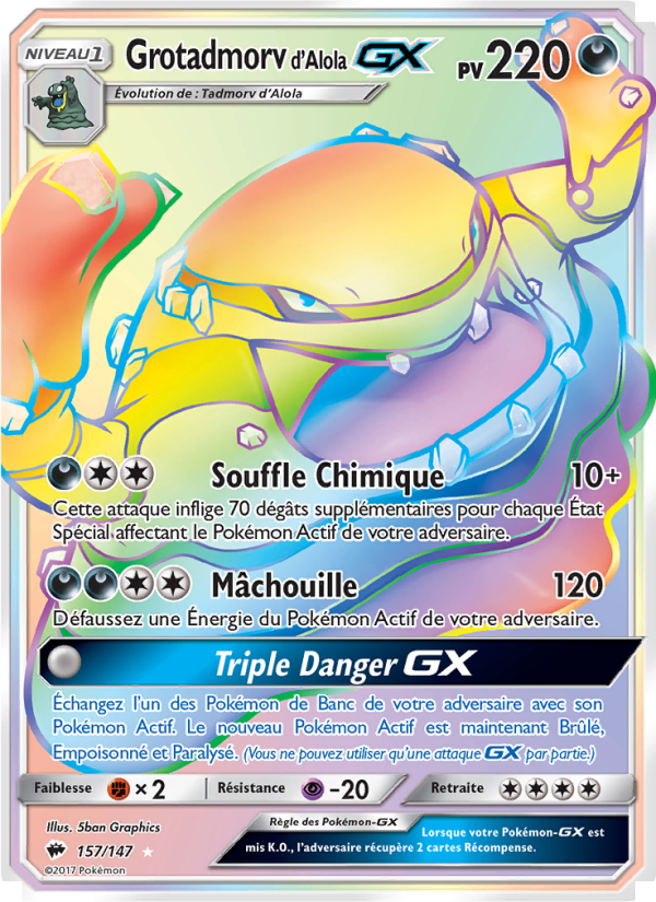 Grotadmorv d’Alola GX 157 — Ombres Ardentes (French Pokémon TCG card)