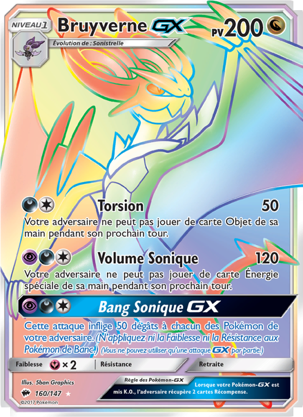 Bruyverne GX 160 — Ombres Ardentes (French Pokémon TCG card)