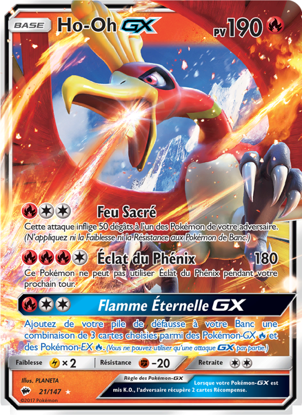 Ho-Oh GX 21 — Ombres Ardentes (French Pokémon TCG card)