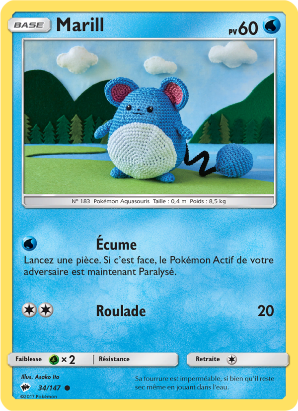 Marill 34 — Ombres Ardentes (French Pokémon TCG card)