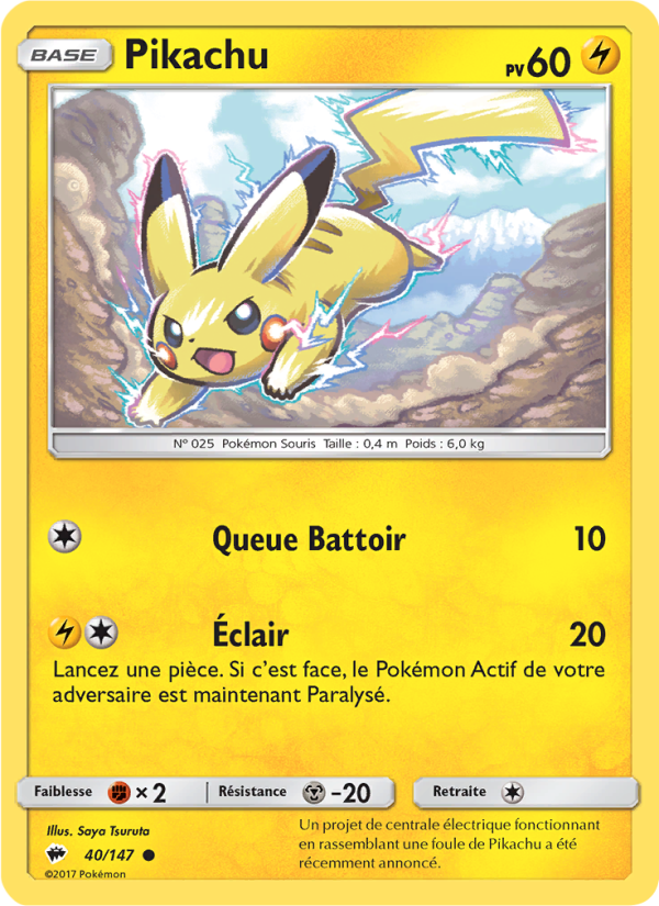 Pikachu 40 — Ombres Ardentes (French Pokémon TCG card)