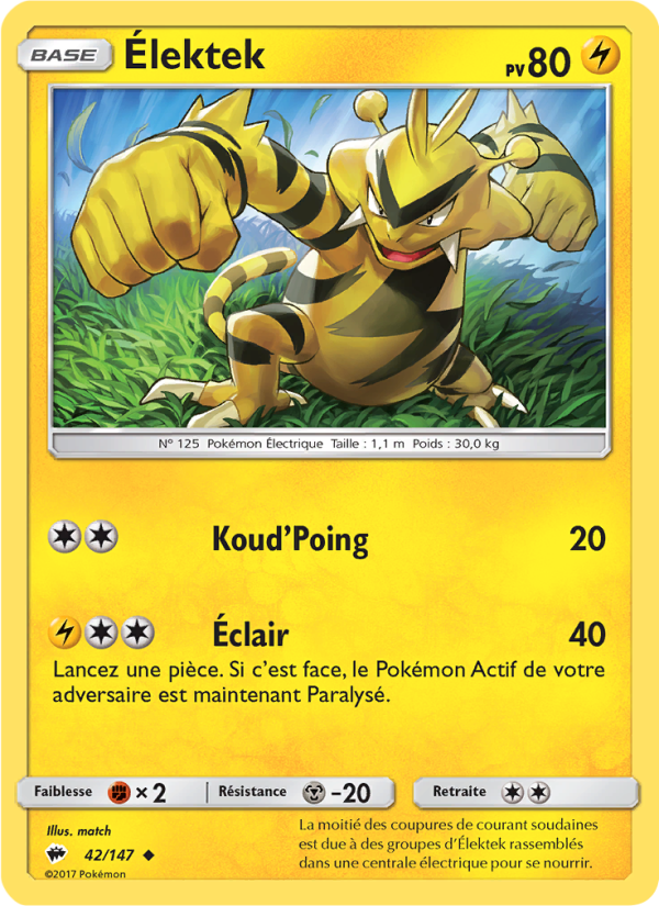 Élektek 42 — Ombres Ardentes (French Pokémon TCG card)