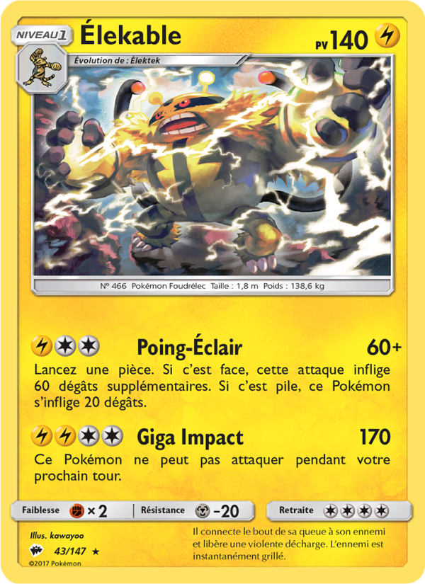 Élekable 43 — Ombres Ardentes (French Pokémon TCG card)