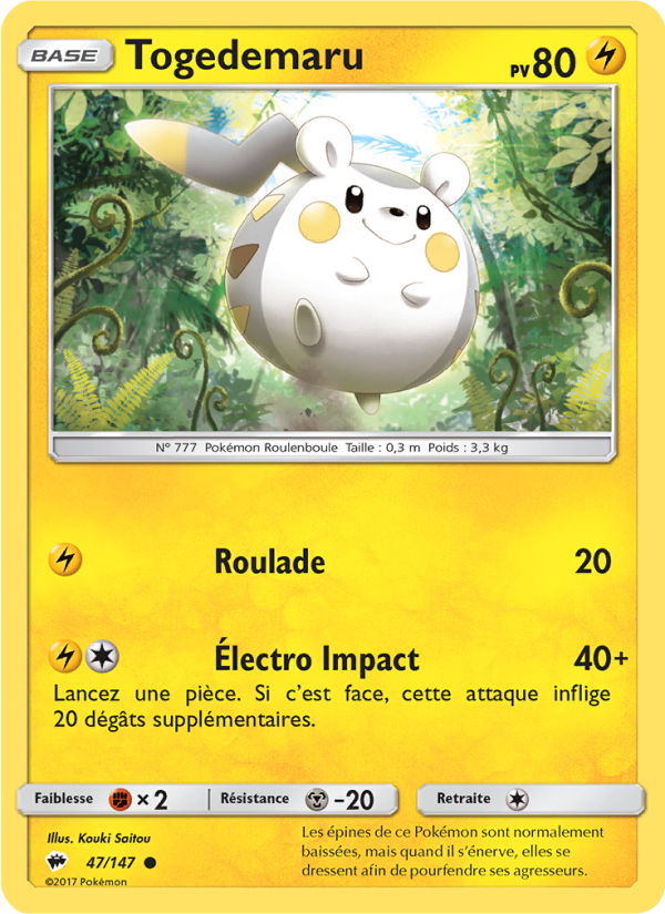 Togedemaru 47 — Ombres Ardentes (French Pokémon TCG card)
